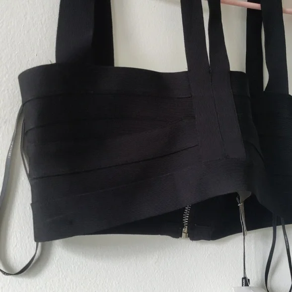 NWT HARVE LEGER and F21 Black Bandage Tube/Crop Top - Picture 5 of 6